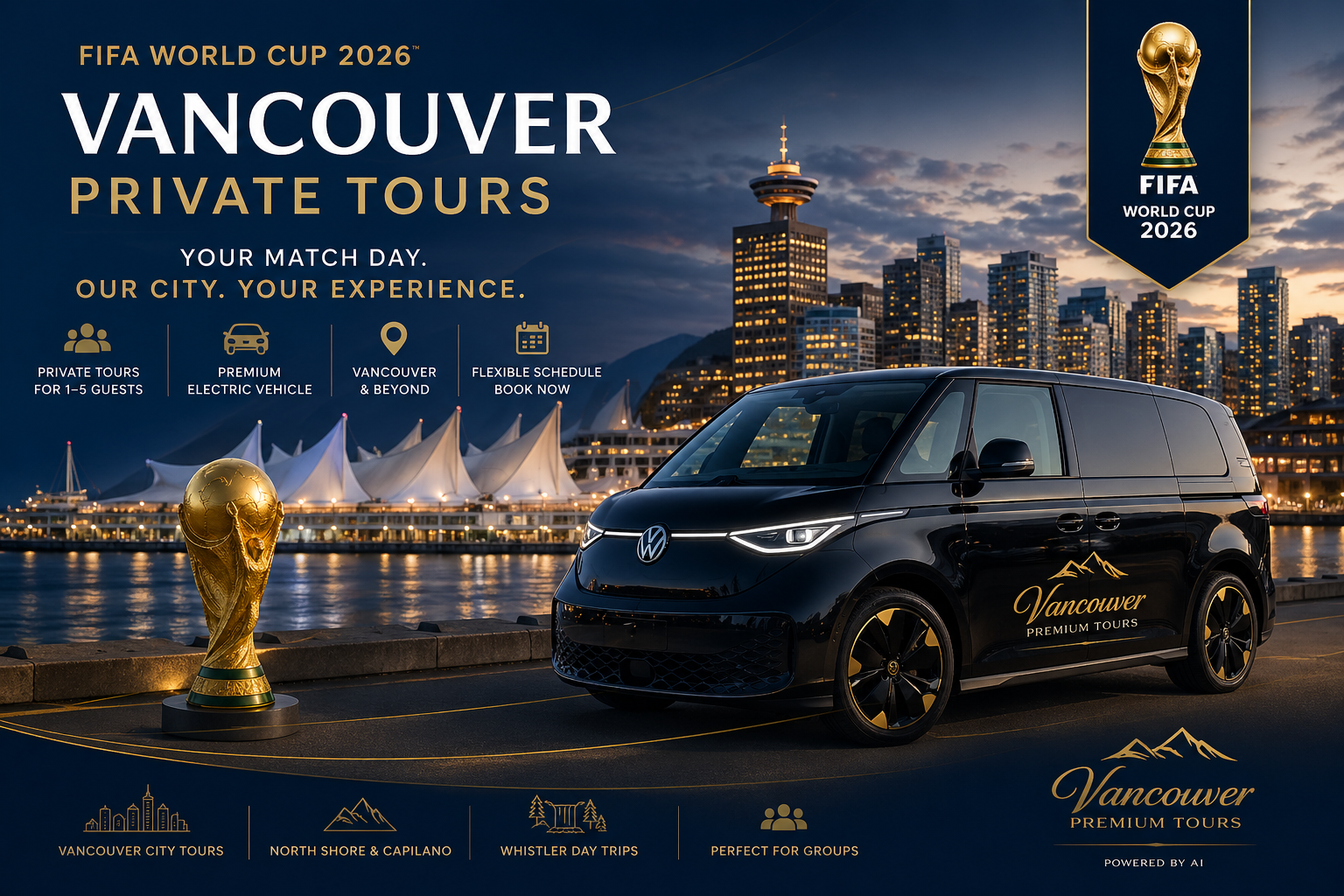 Private Vancouver tours during FIFA World Cup 2026 with premium electric vehicle